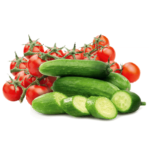 Snackgroente komkommertjes of mini Roma trostomaatjes